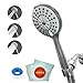 High Pressure Handheld Shower Head - For Best Use, Hand Held Showerhead Comes With Stainless Steel Hose, Adjustable Holder, Teflon Tape, & Exfoliating Washcloth - Chrome
