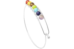 Edgda Yoga Colorful Chakra Stone Bracelet Alloy Wire Around Cuff Bracelet