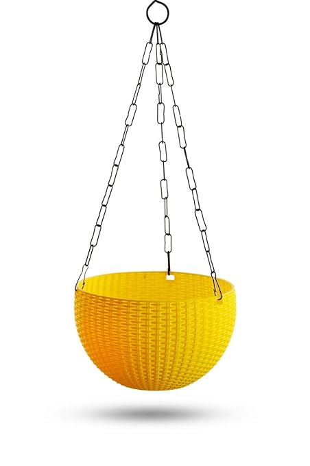 GARDENS NEED Plastic Planter - Yellow, 22x22x24cm, Set of 4