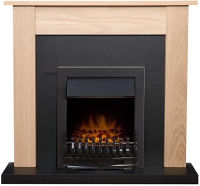 Adam Southwold Oak Black Fireplace Suite 43 Inch with Blenheim Electric Fire