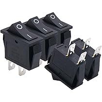 Baomain 2-Pack Rocker Switch, ON/Off/ON SPDT 3 Pin 16A/250VAC 16A