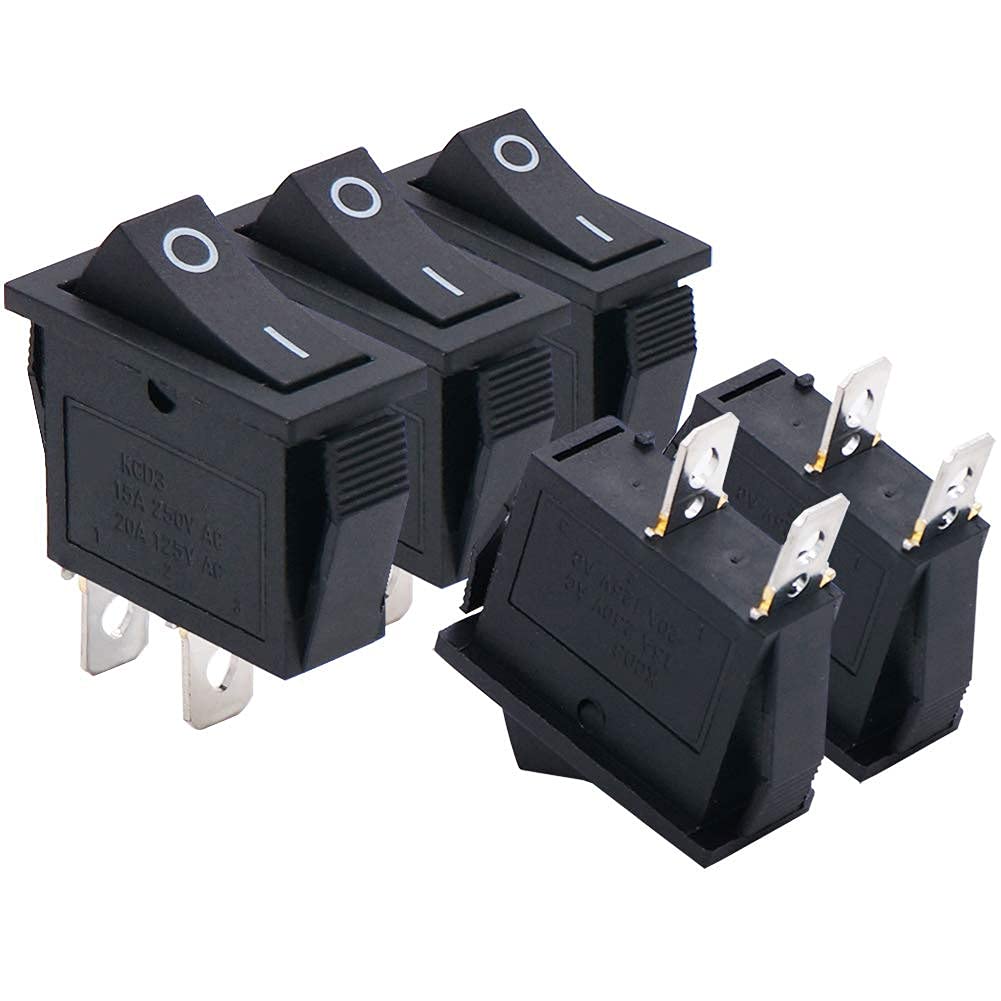 Twidec/5Pcs Rocker Switch 2 Pins 2 Position ON/Off AC 15A/125V 20A/250V SPST Car Boat Black Rocker Switch Toggle（Quality Assurance for 1 Years）KCD3-101: Industrial & Scientific