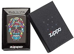 Zippo Mushroom Skull Design Black Ice Pocket Lighter