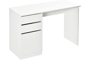 HOMCOM Modern Computer Desk, Home Office Desk for Study, Writing Workstation with Storage Drawer and Cabinet for Living Room 
