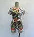Mojessy Women's Short Sleeve Print 2 Pieces Outfit Crop Top+Shorts Set Rompers Small Floral
