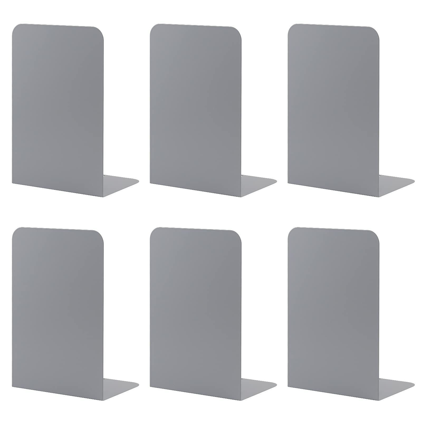 3 Pairs Book Ends for Shelves, MSDADA Heavy Duty Bookends for Office, School&Home, Metal Bookends for Heavy Books, Anti Slip Book Shelf Holder Bookend Supports Book Stoppers(Grey)