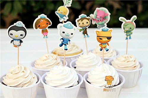 Pack of 24 Octonauts Cartoon Cupcake Topper Picks Party Decoration for Kid's Birthday Party Decoration Supplies- The Toy Explorer Brand