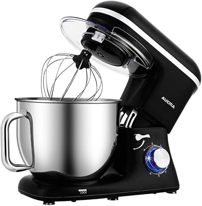 Aucma 7L Stand Mixer Tilt-Head 1400W with Dough Hook Whip Beater Black