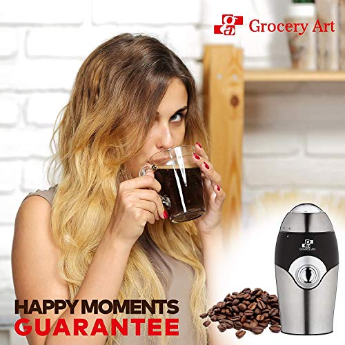 Coffee Grinder Electric - Simple Touch Small & Compact Blade Mill - Automatic Grinding Tool Machine Whole Coffee Beans, Spices, Herbs & Nuts