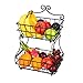 Birsppy mcyiqihai Linkfu 2 Tier Fruit/Bread Basket Removable Screwless Metal Storage Basket Rack for Snack, Bread, Fruit, Vegetables, Counter, Table, Kitchen and Home - Black