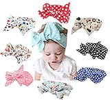 American Trends Baby Girl Big Bow Elastic Headbands Cute Turban Hairband (FBA)(I-9 Pairs-Mix Color)