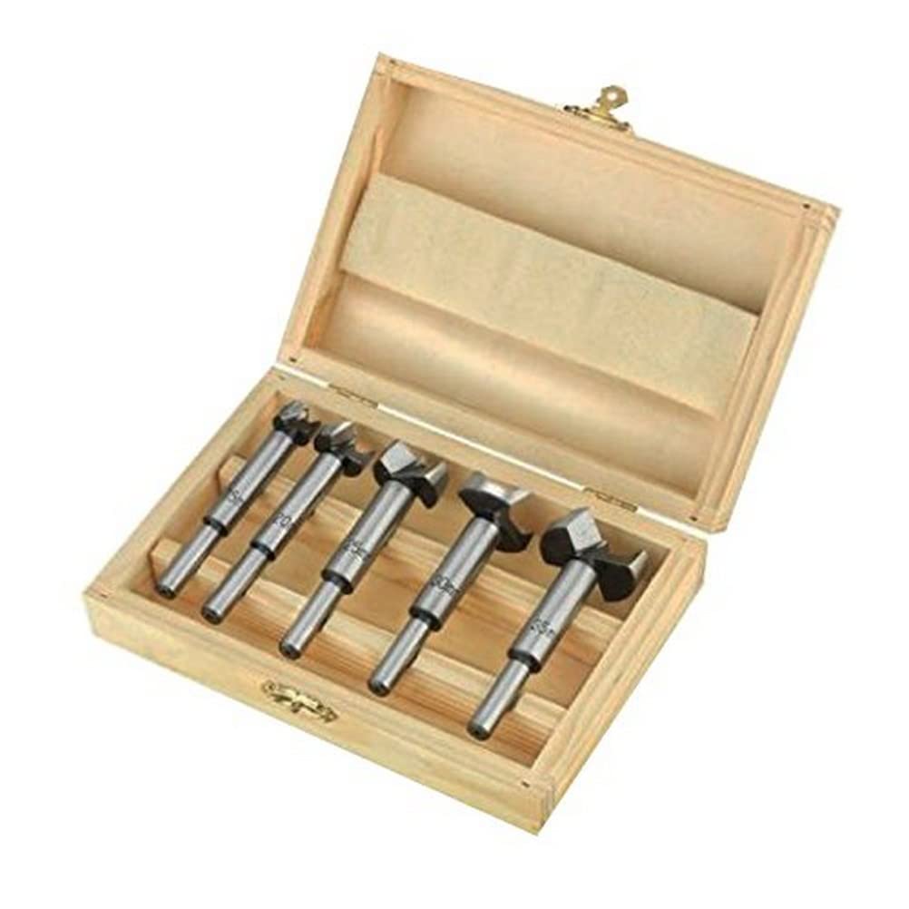 CON:P BP302505 Forstner Bit in Wooden Box, 0 V, Silver/Beige, Set of 5 Piece
