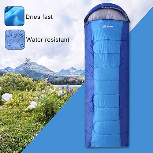 SEMOO Sleeping Bag, Portable Lightweight Water Resistant Temp Rating 42.8F/6C, Comfort 3 Season Envelope Sleeping Bags with Compression Sack Green - Thumbnail 3