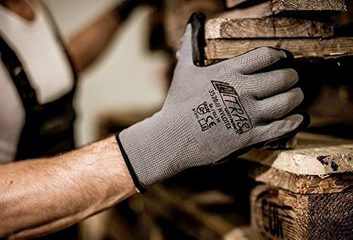 NITRAS Nylotex 3520 Nylon-Latexhandschuhe Arbeitshandschuhe 12 PAAR GröÃe 10 (XL), Grau/Schwarz – Bild 3