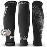Pure Support Calf Compression Sleeve - Shin Splints - Calf Support Sleeve Brace - Best for Running - Sport - Cycling - Varicose Veins - Women - Men - Kids - One Pair by