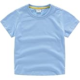 RUKOSU Baby Toddler Solid Color Short Sleeve T-Shirts for Boys Girls Summer Basic Cotton Crewneck Tee Shirt Tops