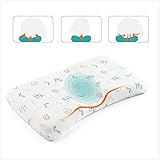 Mkicesky Oreiller à tête plate en mousse à mémoire de forme pour bébé fille et garçon de 0 à 2 ans avec support de cou, houss