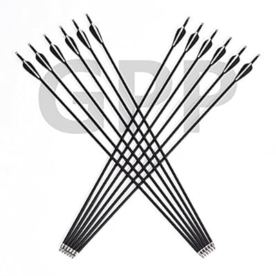 GPP Archery Carbon Arrows 12-Pack - 30 Inch Targeting & Hunting Arrows With Field Points For Recurve & Compound Bows