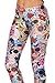 Roseate Women's 3D Digital Print Leggings Workout Running Tights Skull Flower Multicoloured