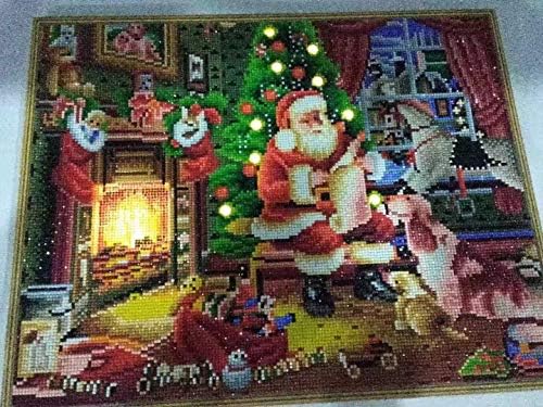 Christmas Santac Claus Pre-Framed LED Lights Full Drill 5D Diamond Painting