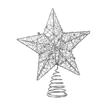 Contemporry Large Tree Topper Silver Star Metal Wire Beads