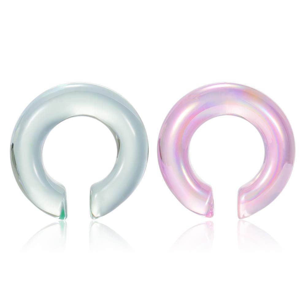 TBOSEN 1Pairs Glass Ear Weights Ear Heavy Earring Hangers Tapers Plugs Stretcher Jewelry Ear Tunnels Plugs Gauge 2g-00g in 6mm-10mm