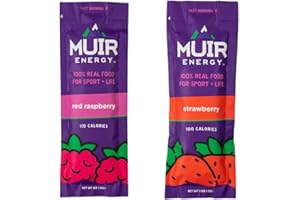 MUIR ENERGY MUIR Fast Burn Variety Gel Pack - 24 Count (12 Red Raspberry, 12 Strawberry) - Organic Real Food Energy Gel for Runners, Endurance Athletes & Cyclists - Fast-Burning, Easy-to-Digest, Vegan, Non-GMO