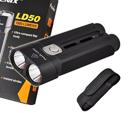Fenix LD50 1800 Lumens 295 Yards Cree XM-L2 U2 Dual LED Flashlight with Lumen Tactical Battery Organizer - Use 4x CR123A or 2x 18650