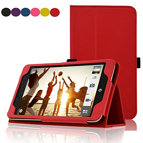 ACdream ASUS MeMO Pad 7 LTE Case, Premium PU Leather Smart Cover Case for AT&T ASUS MeMo Pad 7 LTE GoPhone Prepaid Tablet ME375CL, Red