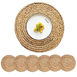 CY SISTERS Round Placemats Set of 6 Rattan