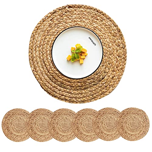 CY SISTERS Round Placemats Set of 6 Rattan