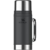 Stanley Classic Legendary Large Food Jar 1.0 qt | Vacuum Insulated Food Container | Wide Mouth Screw On Lid | Packable for Travel | Stainless Steel with Leakproof Lid | BPA-Free | Black 2.0