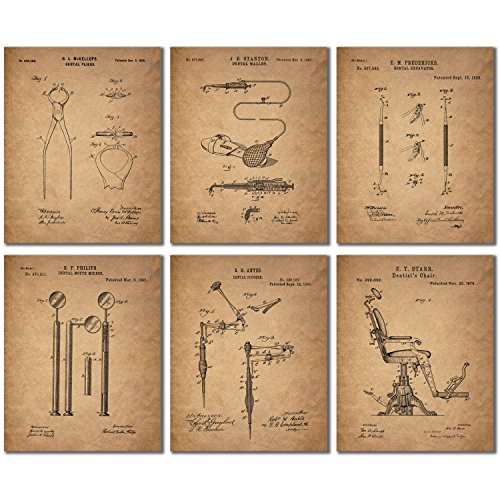Dentist Patent Wall Art Prints - Set of Six Vintage Replica Photos