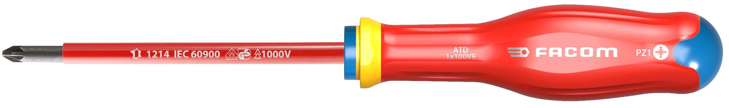 FACOM ATD0X75VE PROTWIST Screwdriver INOX Insulated 1000 Volts for POZIDRIV Phillips Screws - sheathed Round Blade