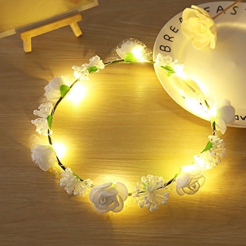 Xnferty Rose Flower Wreath Headband Crown Floral Fashion Headbands for Festival Wedding Festival