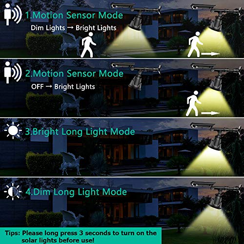 Solar Spot Lights, Outdoor 18 LED Landscape Lamps Super Bright Spotlight Waterproof Flood Lamp with Motion Sensor for Deck Yard Garden Garage Driveway (Yellow - 4 Pack) - Thumbnail 4