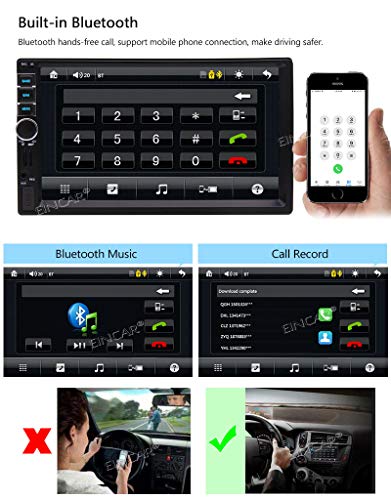 7" Touch Screen Double Din Car Stereo in Dash GPS Navigation QuadCore CPU Support Bluetooth 2 Din Car Radio Audio Vehicle Headunit Free Rear Camera and Car Tuning Screen Mirror Steering Wheel Control