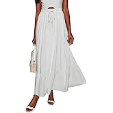 Aoudery Maxi Skirt for Women Boho Casual Flowy Long Skirts with Pockets High Waisted Ruffle Tiered Fall Outfits Trendy