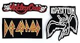 Set_ROCK012 - Def Leppard Patch, Motley Crue Patch and Led Zeppelin Patch, 3 Pcs Heavy Metal Patches, Applique Embroidered Patches - Rock Band Iron on Patches