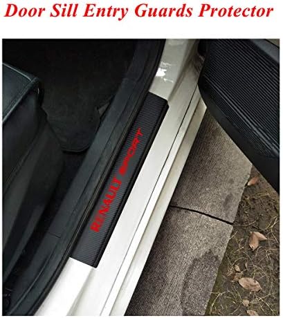 Door sill protector film with Renault sport logo, door sill plate protector film stickers, Door sill entry guards protector stickers, door Sill Scuff Plate Protector Stickers for Renault series Red