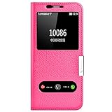 Samsung Galaxy S8 Plus Case Ultra Thin Flip Genuine Leather Samsung Galaxy S8 Plus Cover Case Window View Stand Feature Magnet Closure Phone Case for Samsung Galaxy S8 Plus by Make mate (Rose red)