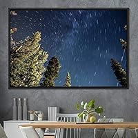 Framed Canvas Wall Art Starry Sky Aerial Astronomy & Space Dramatic Global Green Photography Realism Stars - 16x24 inches