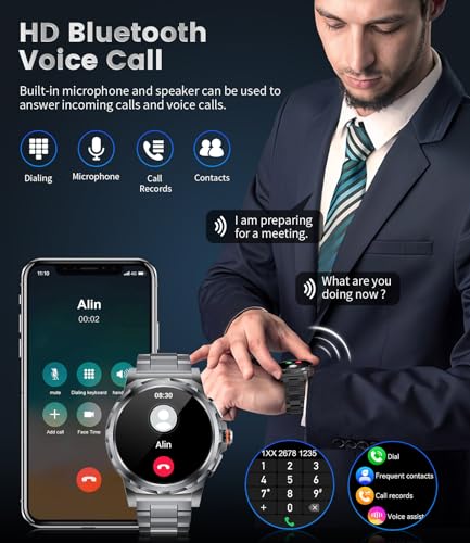 LIGE Reloj Inteligente Hombre con Llamada Bluetooth,1,43''Amoled/3 Correas | Smartwatch Hombre con IP68 Impermeable, 110+Modos Deportivos/Pulsómetro/Sueño Pulsera Actividad Android iOS