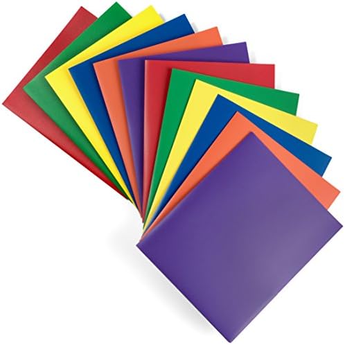 2 Pocket Folders - Heavy Duty Plastic Folders - Set of 12 Assorted Colors (Primary Colors) - Sturdy and Waterproof File Folders by DIY Crew