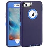 Maxcury Crosstreesports iPhone 6 Case iPhone 6s Case Heavy Duty Shockproof Series Case for iPhone 6/6S (4.7")-V2 with Built-in Screen Protector Compatible with All US Carriers - Navy and Blue