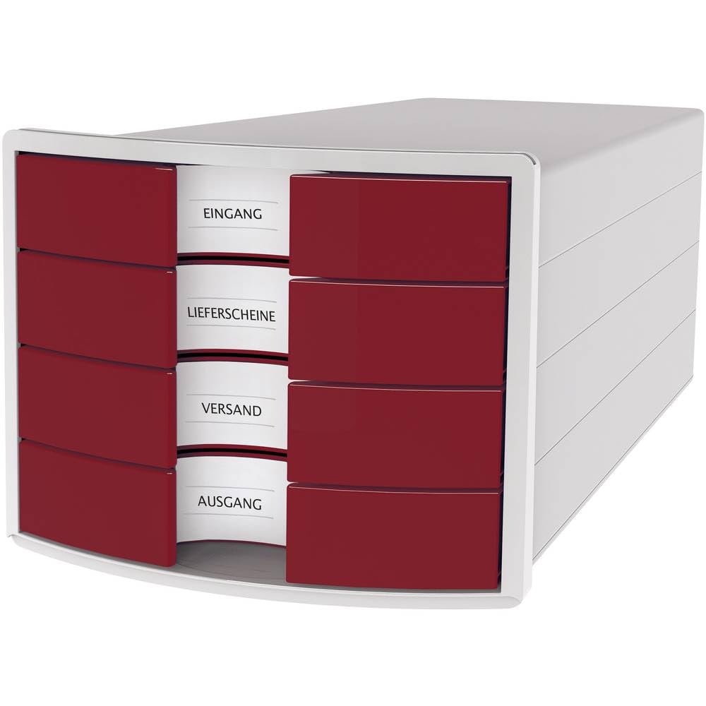 HAN 1012-17 Impuls Drawer Box DIN A4/C4 4 Closed Drawers Red