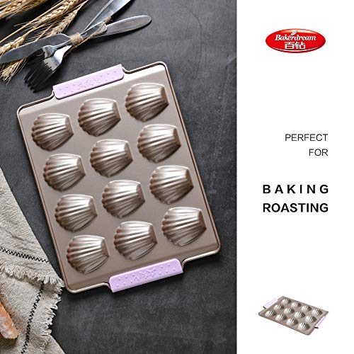 Bakerdream Nonstick Madeleine Pan Chocolate Mold Baking Pan for Sponge Cake Shells Madeleine Cookie Pan, 12-Cup - Thumbnail 2