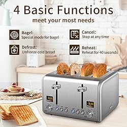 SEEDEEM 4 Slice Toaster, Stainless Steel Bread