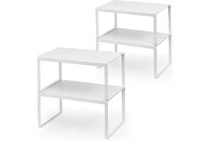 JEPEErbz Kitchen Cupboard Organiser, 4-Pack Cabinet Storage Shelf Organizer Rack, Metal Expandable Spice Holder, Stackable St