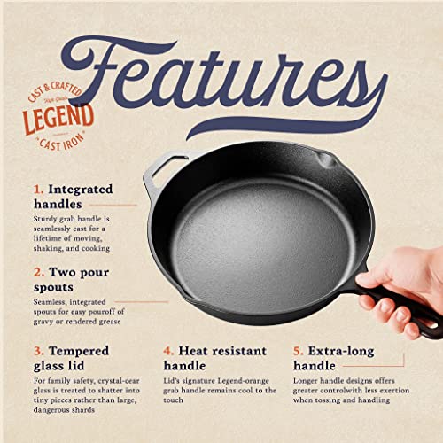 Legend Cookware Cast Iron Skillet Set Large 10” & 12” Frying Pans with